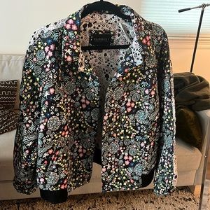 Eloquii plus floral bomber jacket size 20 funky neon curvy Moto jacket